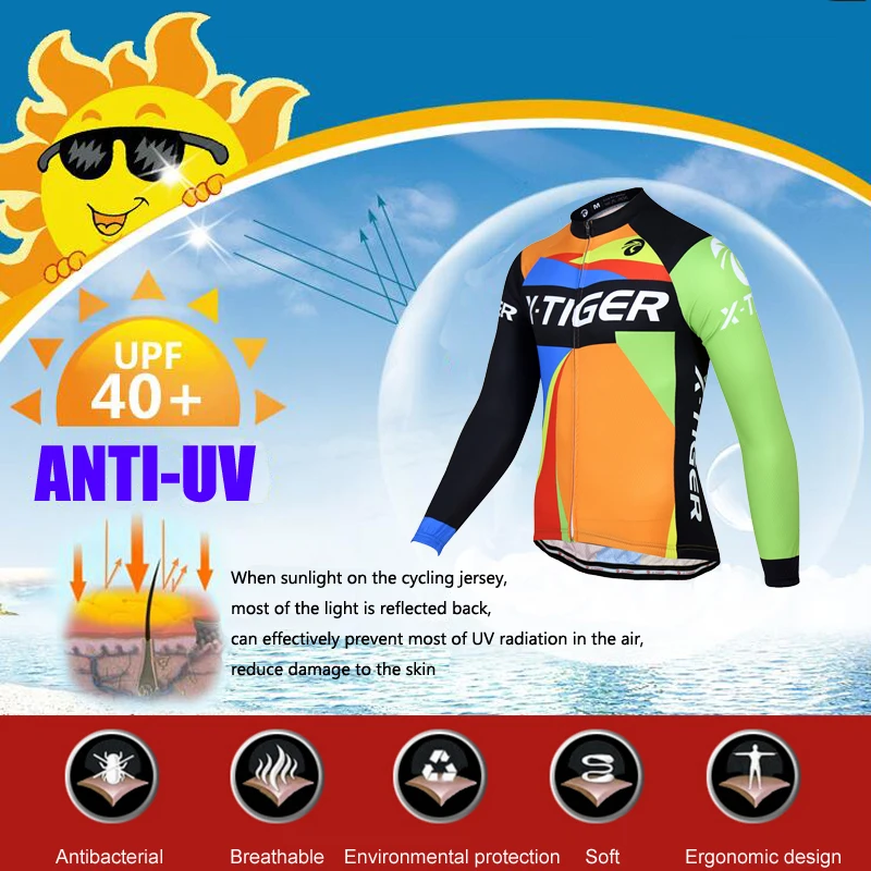 X-Tiger, с длинным рукавом, Ropa Ciclismo Pro, Майки для велоспорта, осень, горный велосипед, одежда для велоспорта/Одежда для гоночного велосипеда для