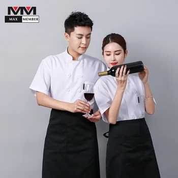 

Chef Uniform Jaleco Pub Bar Cotton and Linen Men and Women Cafe Pure Color Logo Custom Reataurant Cake Coffee Shop Overalls