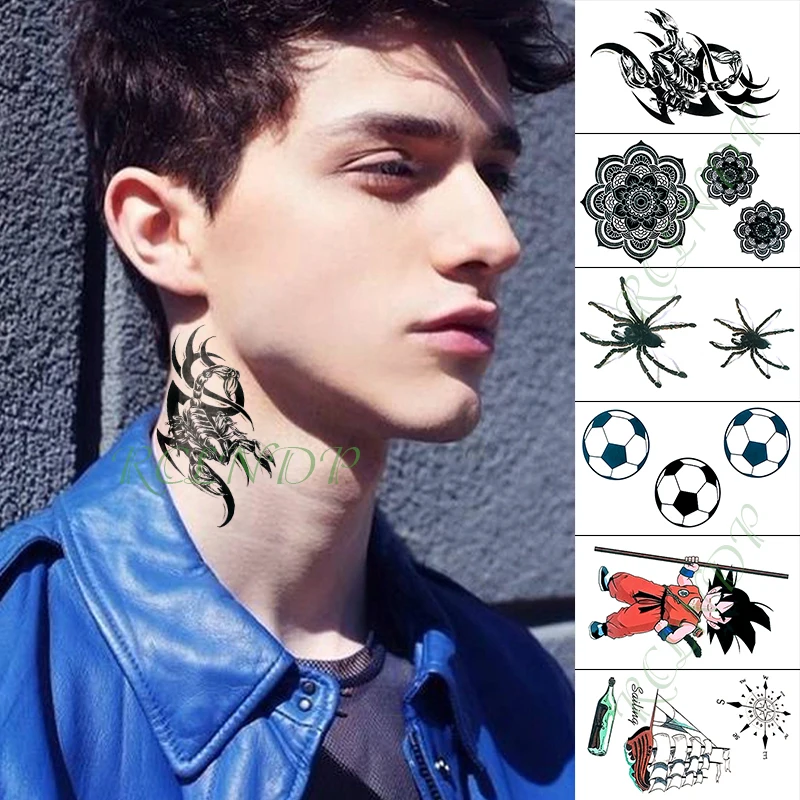 

Waterproof Temporary Tattoo Sticker spider football boat totem dragon ball fake tatto neck arm flash tatoo for kid men women
