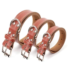 3 Size High Quality Cow Leather Pet Dog Collar Comfortable Classic Double Lines Large Dog Collar Pet collar Hot Sale 3 Size High Quality Cow Leather Pet Dog Collar Comfortable Classic Double Lines Large Dog Collar Pet collar Hot Sale