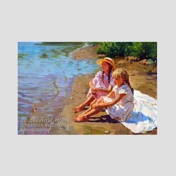 

New Diy diamond mosaic painting kit cross stitch Square Diamond embroidery Needlework two girls sit by sea beach SH6995
