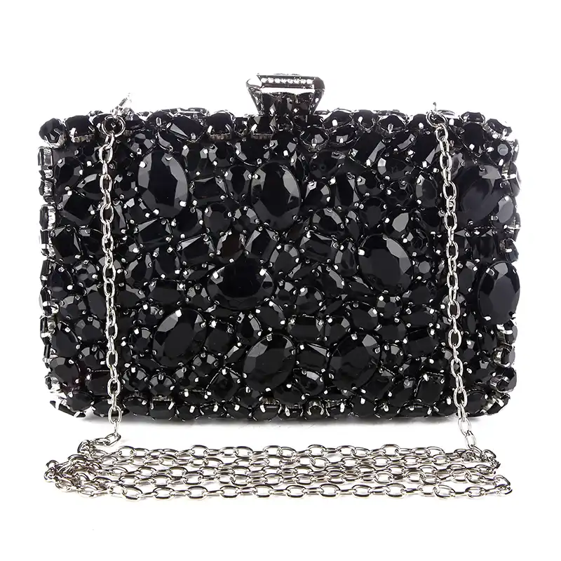 Crystal Evening Bag Beaded Day Clutches Lady Wedding Purse Rhinestones Handbags Silver Black Clutch Bags For Women