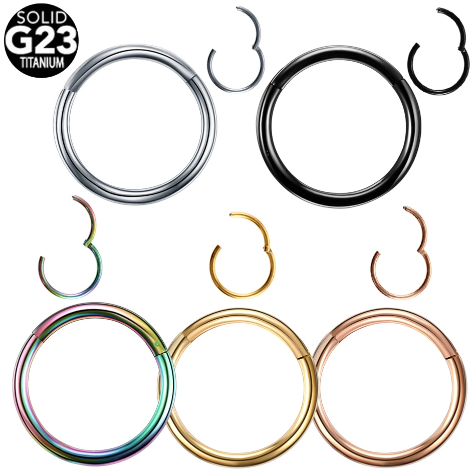 50pcs/lot Titanium Segment Hinged Rings Septum Nose Clicker Piercing Nose Lip Ear Cartilage Helix Eyebrow Piercings Body Jewelry