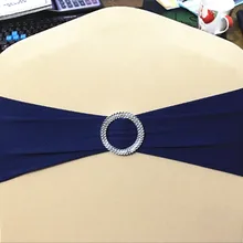 100 шт. Темно-синие свадьба спандекс стул створки группы лайкра стрейч стул лук Галстуки с круглой пряжкой для банкета украшения