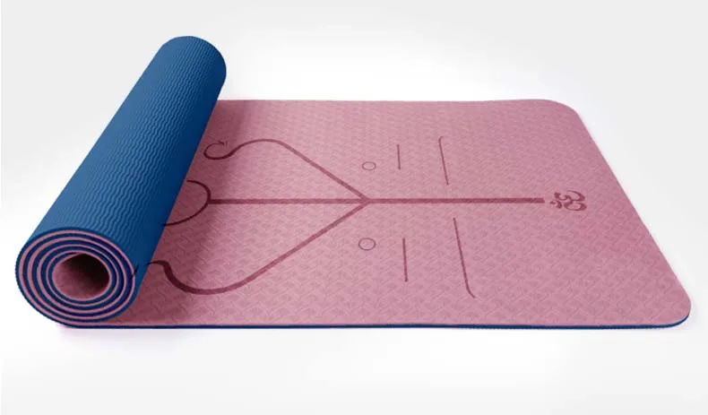 1830*610*6 мм TPE йога коврик позиционный Противоскользящий коврик для начинающих окружающей среды Фитнес-гимнастика коврики с сумкой - Цвет: Pink and Blue