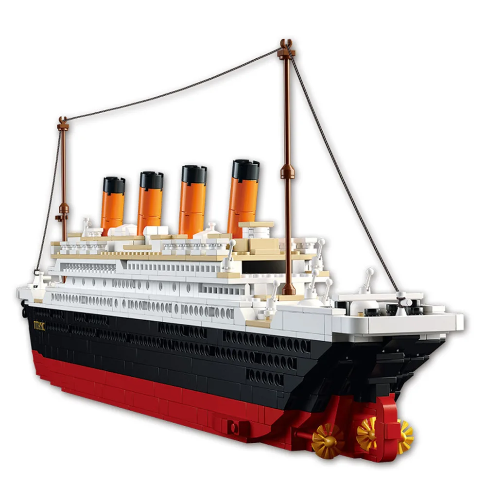 

Model building kits city Titanic RMS ship 3D blocks Educational model building toys hobbies for children compatible with legoe