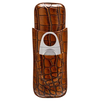 

Good quality ! COHIBA High-end Excellent Black Check Pattern Holder 2 Lined Wood Tube Cigar Case with Gift Box