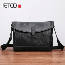 AETOO Shoulder bag men's leather trend fashion cross section postman bag cowhide casual men's diagonal bag