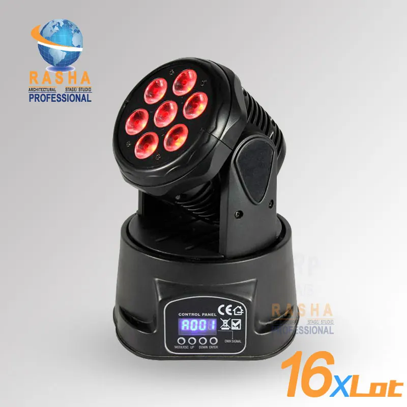 

16X LOT China Factory Price e HOT 7* 12W 4IN1 RGBW High Brightness MINI LED Moving Head Wash Light,Stage Moving Head Light