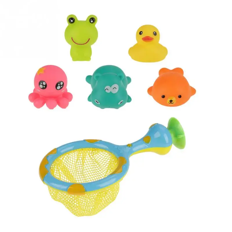 Baby Bath Toys Set Wash Play Animals Soft ABS Float Sqeeze Sound Toy