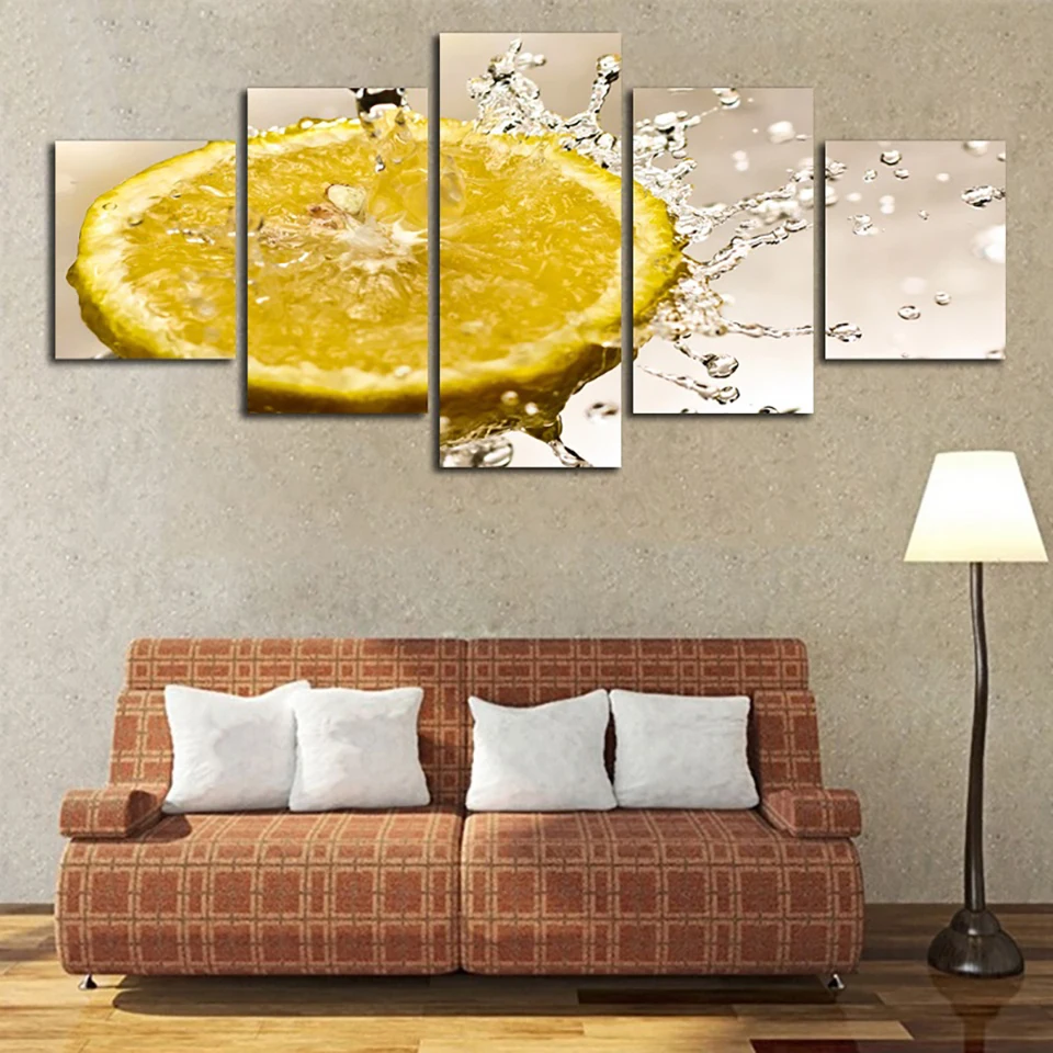 

Modular Poster Painting Wall Art Modern Canvas 5 Panel Lemon Water Framework HD Printed Living Room Decoration Pictures Home