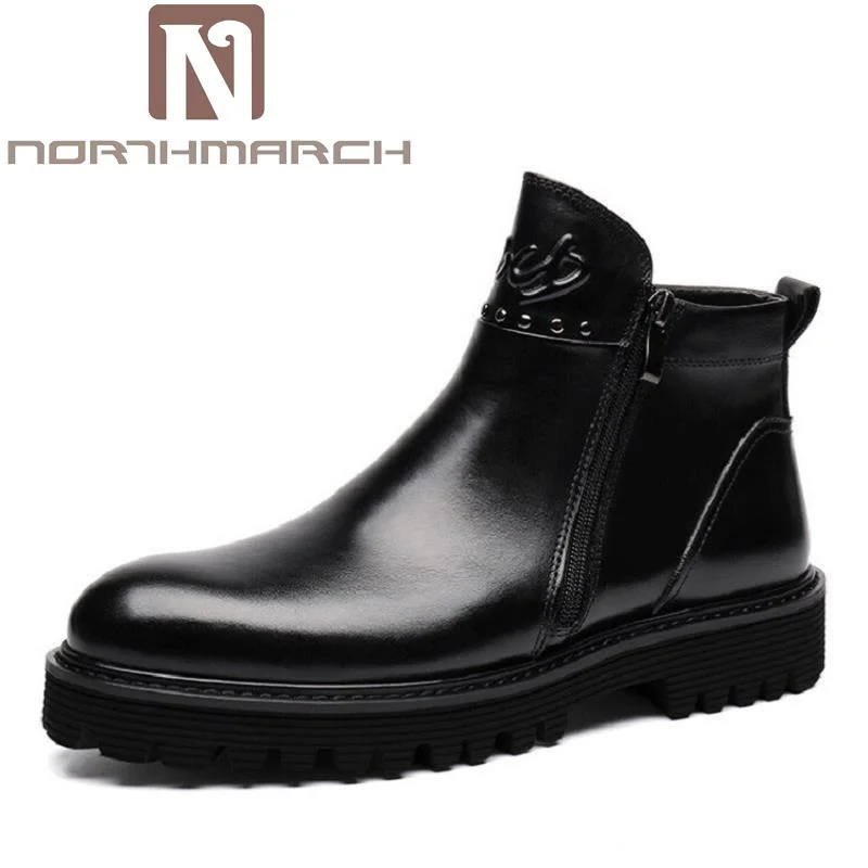 

NORTHMARCH New Vintage Men's Chelsea Boots Leather Shoes Brown / Black Men Boot Fashion Genuine Leather Wedding Shoes Botte