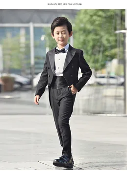 

2019 Formal baby boy clothes wedding for suit party baptism christmas suits for 1-10T baby suits wear coat+pants+Belt+shirt+Tie