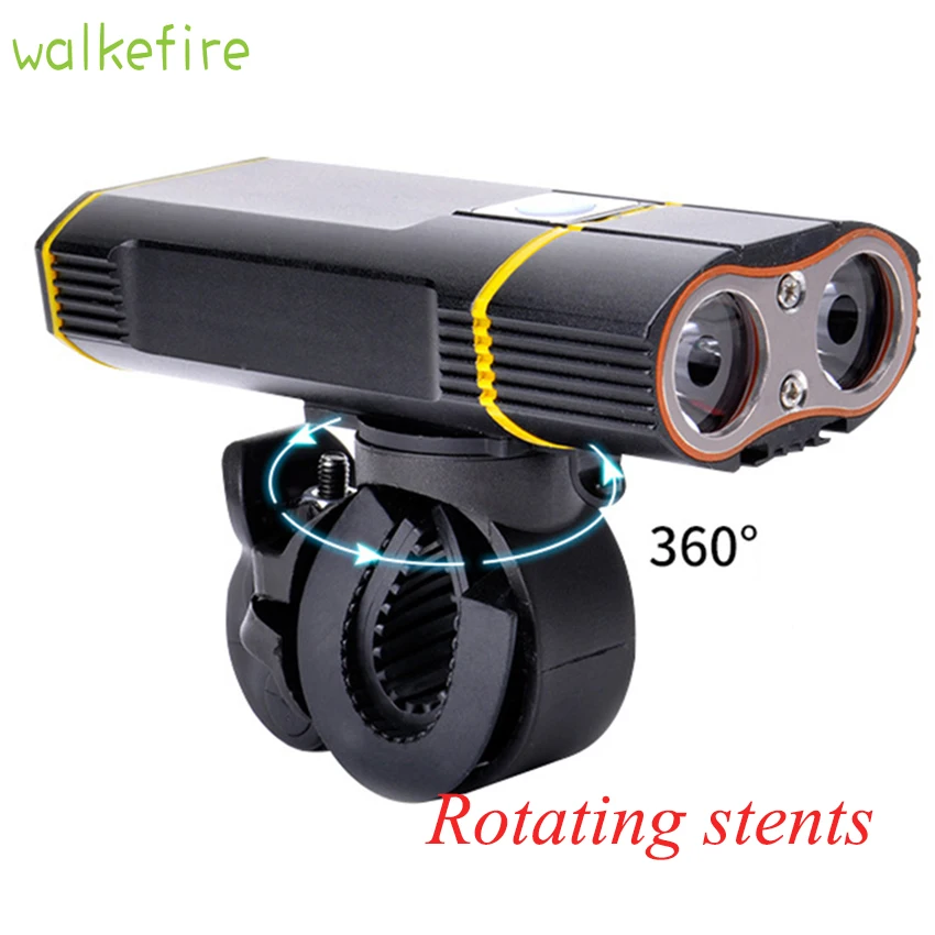Best Walkfire 360 degree Bicycle USB Recharge Light 2 Bulb Cycling Riding Flashlight Waterproof Bike Headlight Front Lamp Accessories 1