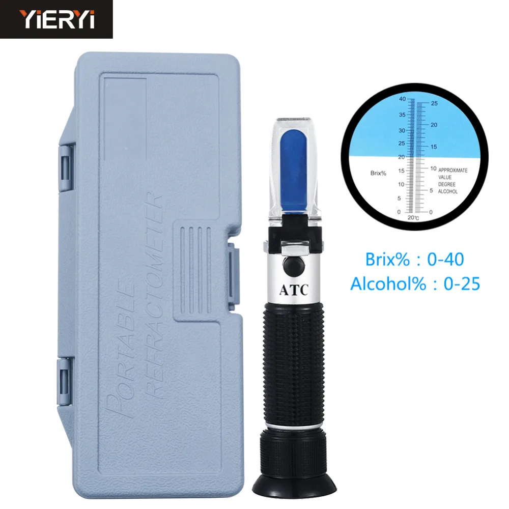 Portable Handheld 0 To 40% Brix Meter 0 To 25% Alcohol Wort Gravity Refractometer Test Beer Juice Wine Brix Meter Box цена Portable Handheld 0 To 40% Brix Meter 0 To 25% Alcohol Wort Gravity Refractometer Test Beer Juice Wine Brix Meter Box цены онлайн