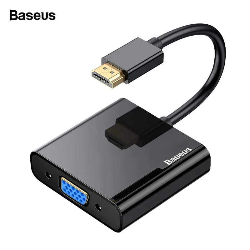 Baseus HDMI to VGA Cable HDMI VGA Adapter 1080P Digital HDMI Male to VGA Female Converter Video Audio Splitter For Laptop PS4 TV Baseus HDMI to VGA Cable HDMI VGA Adapter 1080P Digital HDMI Male to VGA Female Converter Video Audio Splitter For Laptop PS4 TV