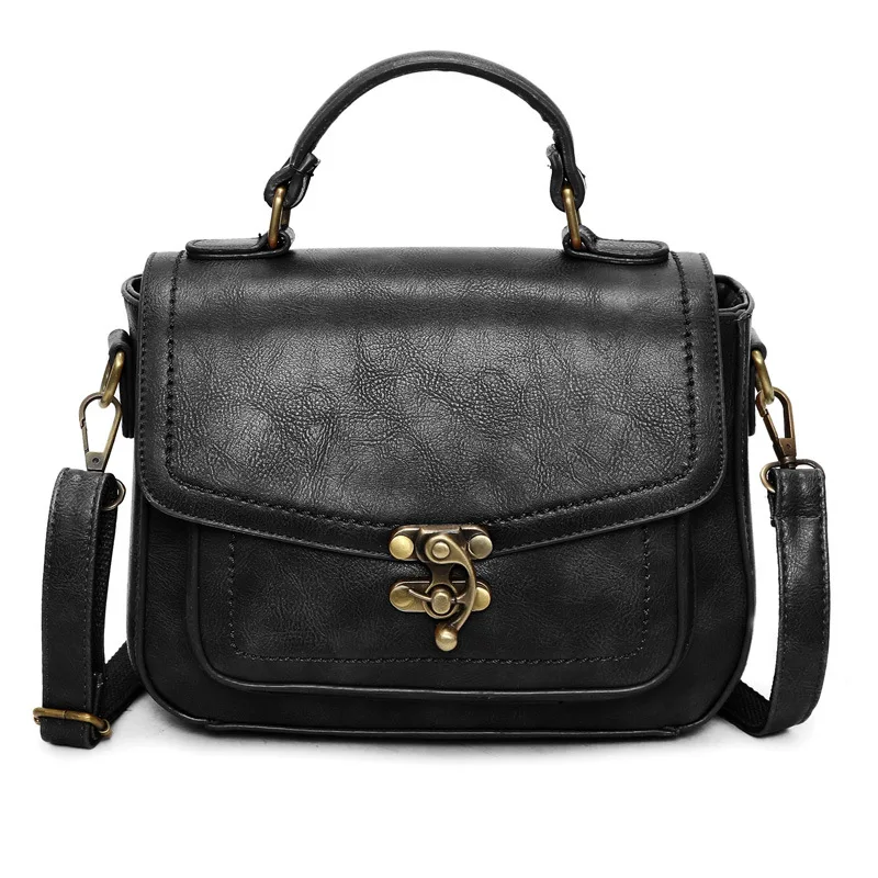 Винтажные роскошные женские кожаные сумки с замком, сумки через плечо, женские сумки-тоут, сумки для рук для женщин Sac A основной Femme S57 - Цвет: Черный