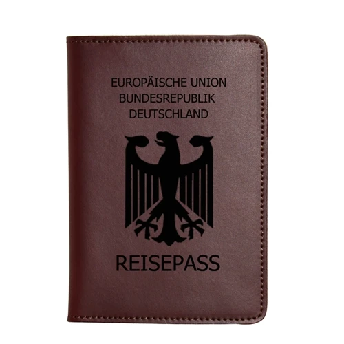 Чехол для паспорта с выгравированным именем в Германии, тонкий длинный кошелек для путешествий с несколькими кредитными ID картами, кожаный чехол для паспорта Crazy Horse - Цвет: wine red