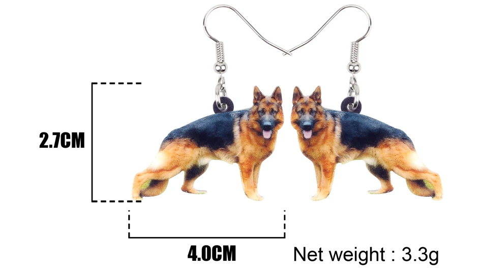 Bonsny массивные акриловые немецкая овчарка серьги с собаками Висячие капли новые модные украшения в виде животных для женщин девочек любителей питомцев Brincos