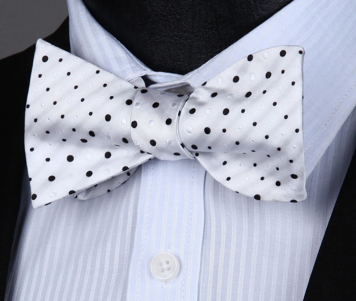 BD603WS горошек белый черный галстук-бабочка Мужской Шелковый самостоятельно регулируемый галстук-бабочка платок Набор