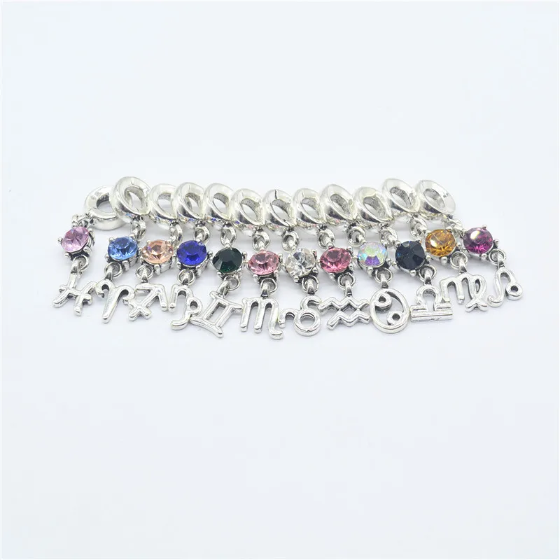 

Mixed Twelve constellations Charms Beads Fit Pandora Charms Bracelet Women Fashion Bead 12pc/lots feng0012