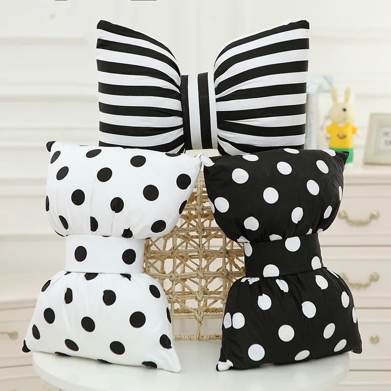 3845cm cute sweat black white bowknot throw pillow back cushion sofa decorative girlfriend gift - Black Decorative Pillows 3845cm cute sweat black white bowknot throw pillow back cushion sofa decorative girlfriend gift - Black Decorative Pillows