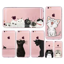 Чехол с милым котом для Apple iPhone 6, 6s, 7 Plus, 6s Plus, 6 Plus, 4, 4S, 5, 5S, SE, прозрачный мягкий силиконовый чехол для мобильного телефона, чехол s