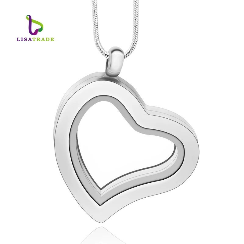 5PCS !! 30mm Silver Heart glass floating charm locket Zinc