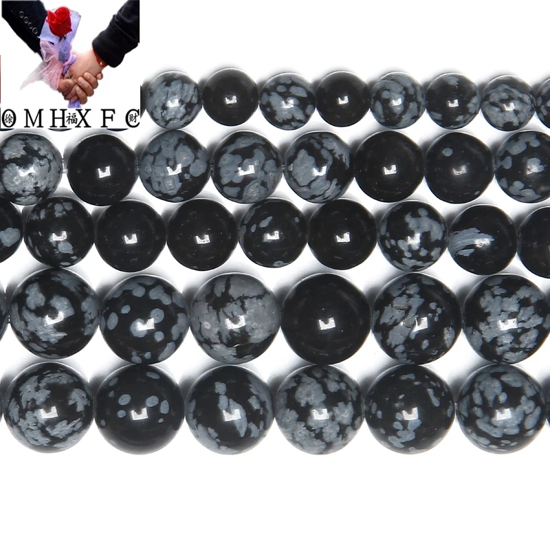 

OMH Wholesale3 4 6 8 10 12 MM Free Shipping Natural Stone Snow Flake Jaspers Round Beads 15 "Strand Pick Size For Jewelry ZZ108