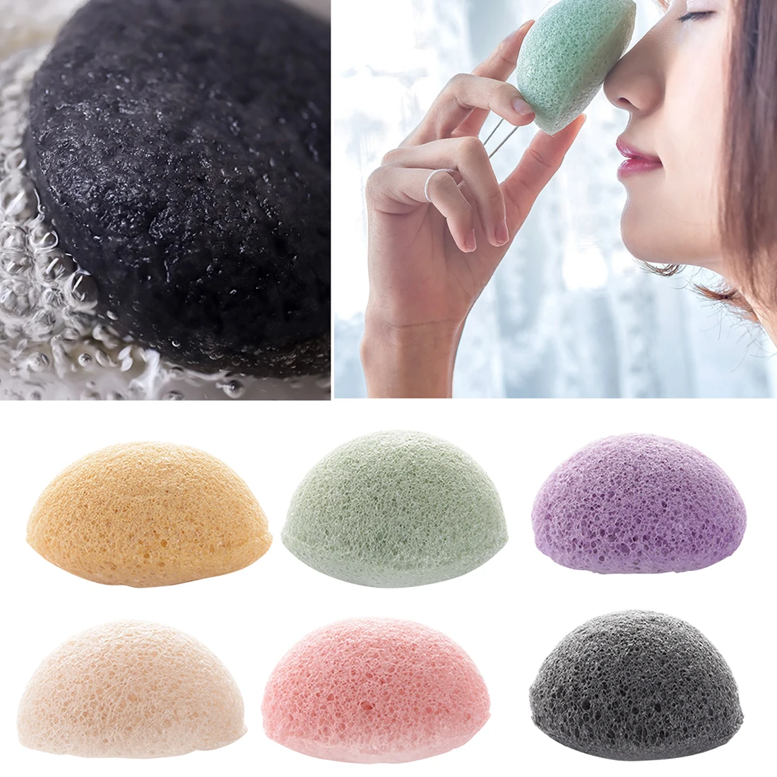 Очищающая пудра для лица Уход за лицом 6 цветов натуральный аморфофаллюс коньяк губка для мытья губка для макияжа