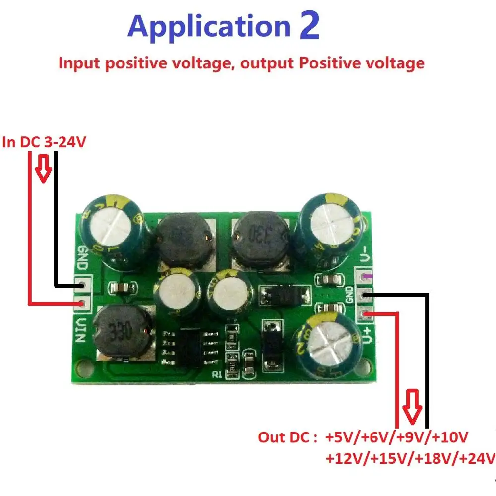 Dykb 2in1 DC-DC повышающий преобразователь-бак положительные и отрицательные Питание 3V~ 24V постоянного тока до ± 5V ± 6V ± 9V ± 12 V/± 15V ± 24V Напряжение регулятор