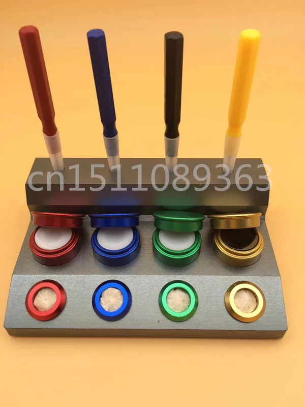 

Watch Repair Tool -Die Cast Oil Cup Stand Watchmakers & Watch Repairs with 4 containers