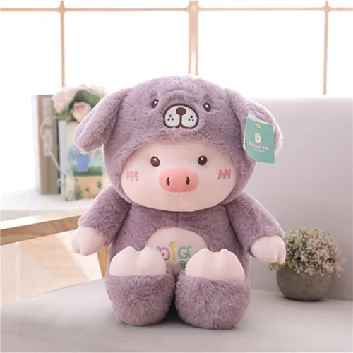 30/60 см Kawaii Pig Stuffe Плюшевая Кукла Косплей Кот, медведь и собака игрушка детская мягкая подушка в виде животного свинка Дети Девочка День рождения Рождественский подарок - Цвет: Фиолетовый