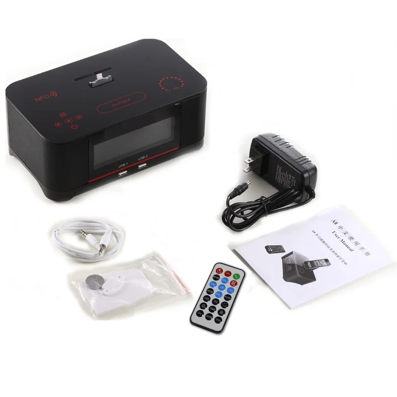 A8 сенсорный будильник зарядное устройство док-станция стерео беспроводной Bluetooth динамик с NFC fm-радио для iPhone 5 6 6s 7 Plus Android телефон