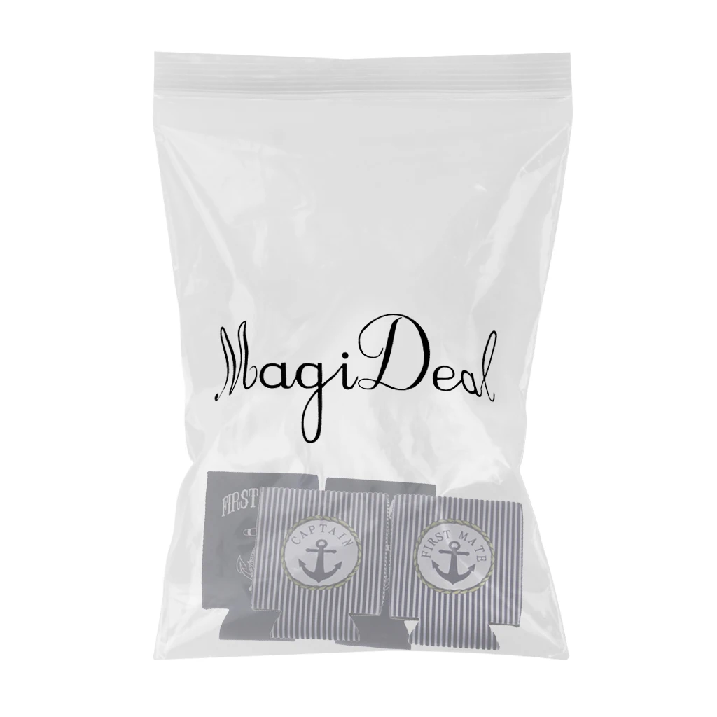 MagiDeal Set of 4pcs Tin Can Cooler Stubby Holder CAPTAIN And FIRST MATE can sleeves for wedding party favors gifts