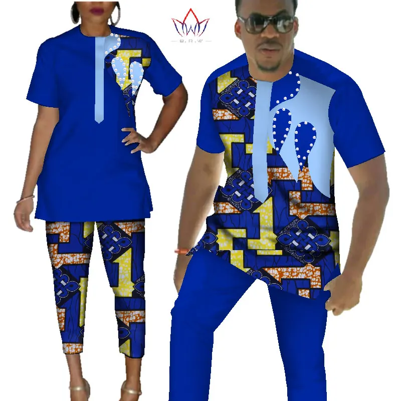 Осенняя одежда для пары в африканском стиле, 2 предмета, одежда для влюбленных пар с принтом Дашики Базен Riche, одежда размера плюс 6xl BRW WYQ61 - Цвет: 4