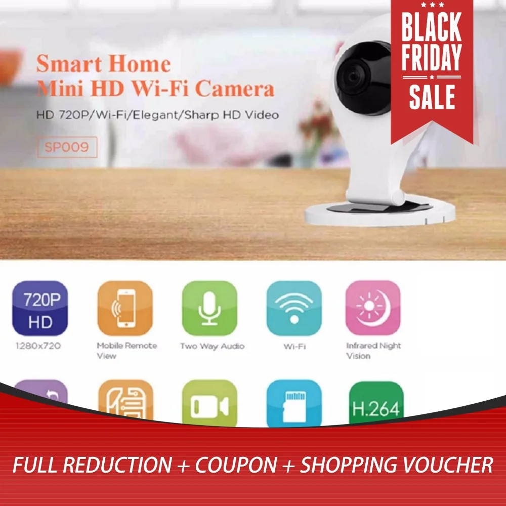 

VR-P6 WIFI IP Camera VR H264 720P HD 180 Degree View Angle 1.44mm Lens Panoramic Network Surveillance Home Security Baby Monitor