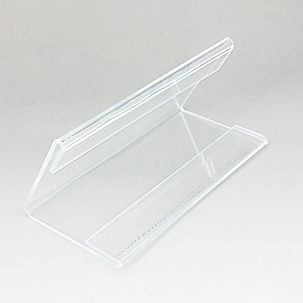 XRHYY 5 Pcs Clear Acrylic Two-Sided Nameplate, V-Shaped Office Desktop Sign Display Stand Price Name Business Card Label Stand