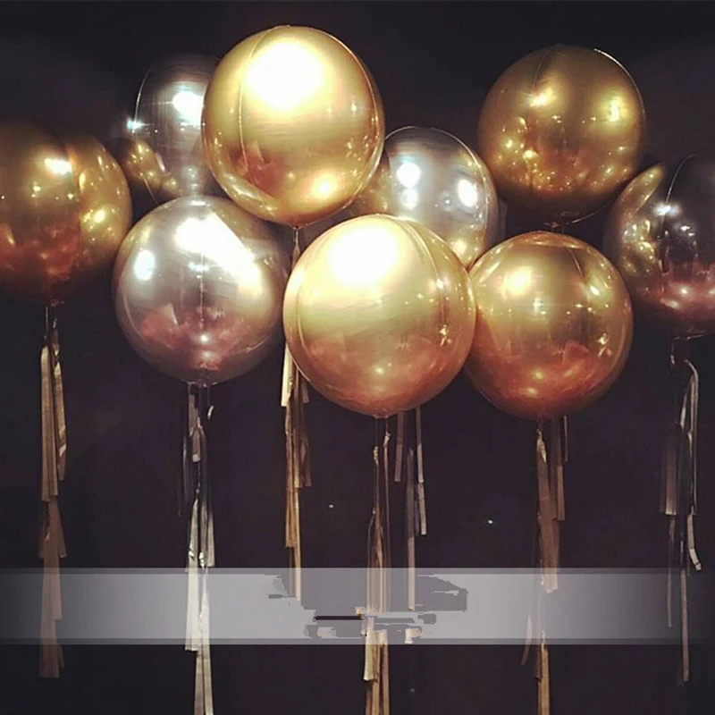 1 шт. 22 дюйма 4D круглые металлические объемные золотисто-серебристые фольгированные шары для свадьбы, дня рождения, вечеринки, Декор, гелиевые надувные шары, поставка