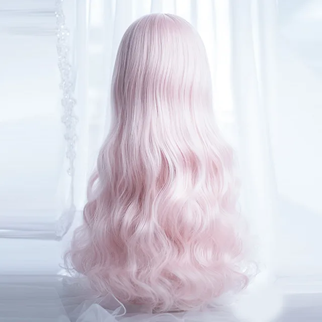 Cosplaysalon H762308 Lolita 60CM Long Curly Pink Ombre Heat Resistant Bangs Cute Party Synthetic Cosplay Wig