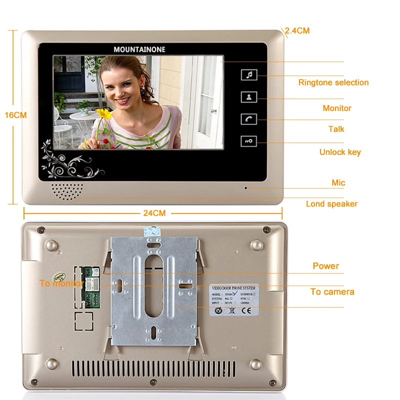 7-дюймовый видео дверь домофон Системы комплект 1-Камера 1-монитор Ночное видение