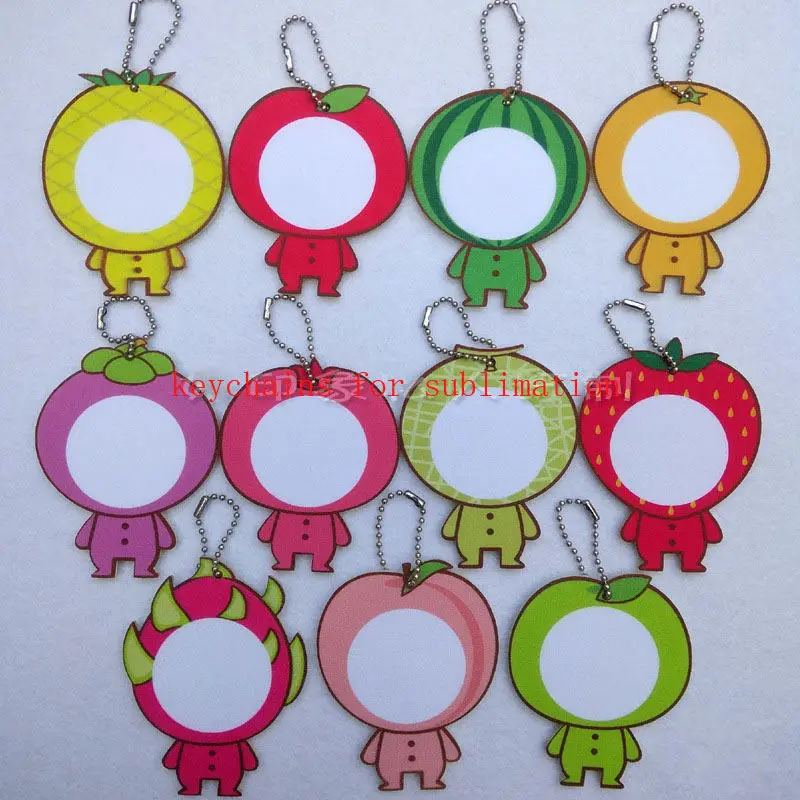 

Fruits keychains for Sublimation Hand-painted graffiti key ring jewelry for heat transfer printing custom personalized gifts