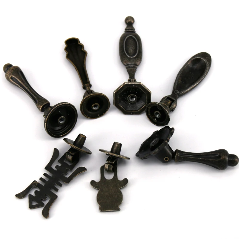 1x Antique Bronze Kitchen Cabinet Knobs Handles Dresser Cupboard Door Metal Pendant Knob Retro Furniture Pulls