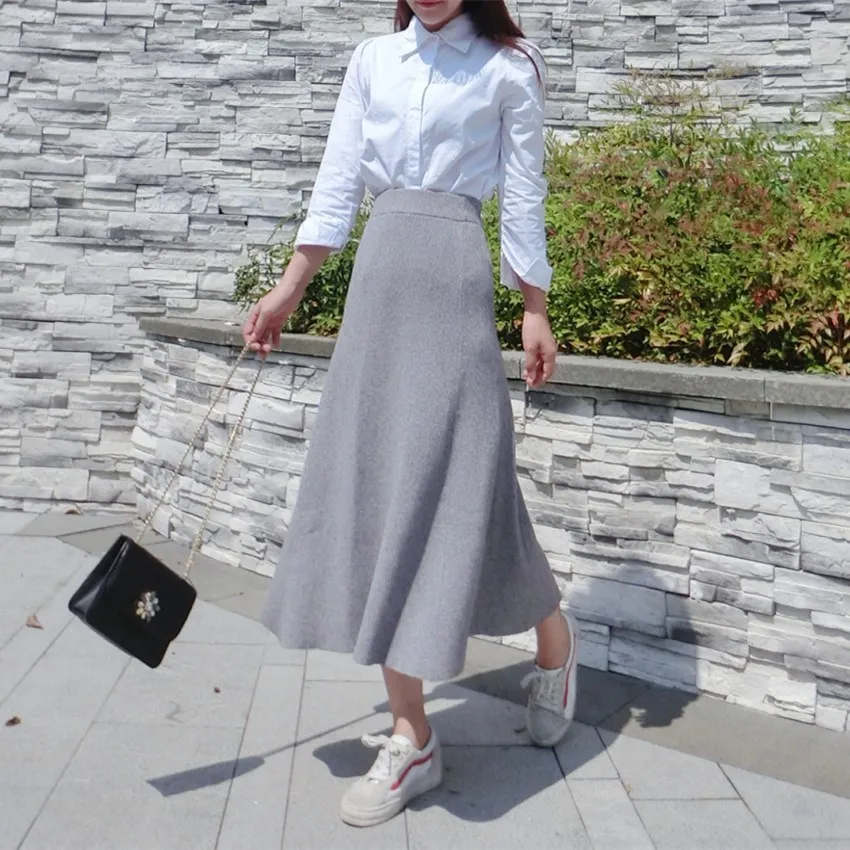 Посылка основной пряжи осень и зима нерегулярные высокое Яо Xianshou длинные Фонд Вязание половины тела юбка