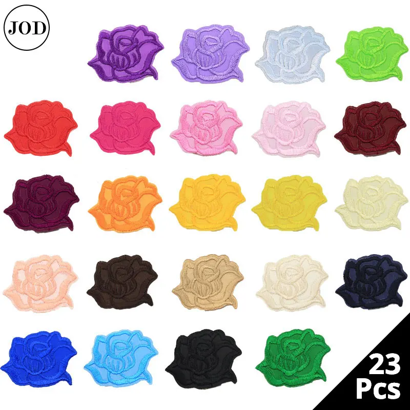 

23 Colors Set Flower Lace Embroidery Iron on Stickers Applique Clothes Patch Embroidered Patches for Clothing Rose Badges Fabric