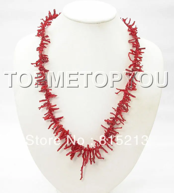 

ddh0070 GRADUATED BRANCH 20" 100% NATURAL RED CORAL NECKLACE 14K CLASP
