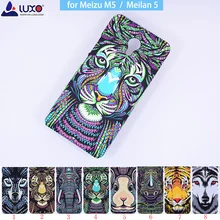Original Luxo Rei Da Floresta Animais Asteca Rostos Lobo Leão Coruja padrão Capa Dura Caso Protetor de Telefone para Meizu Meilan M5 5