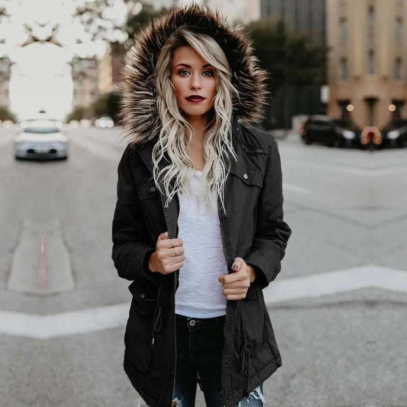 Winter Jacket Women Oversized Parka Coat Hooded Long Plus