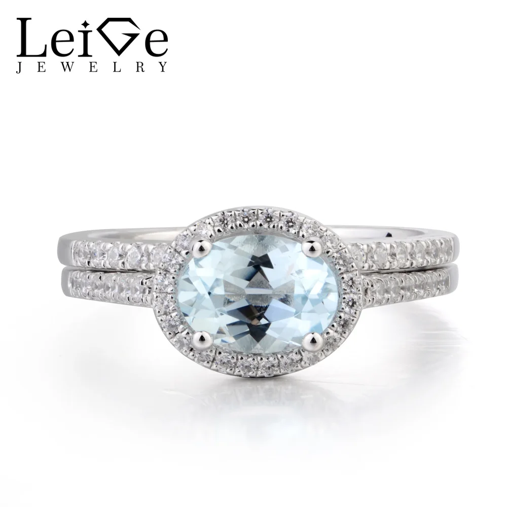 Leige Jewelry Aquamarine Promise Ring Natural Aquamarine Ring March