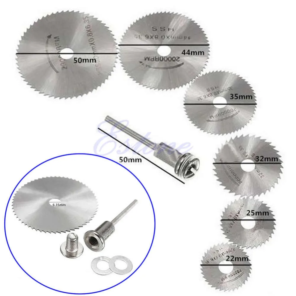 

For Cutoff Circular Saw HSS Rotary Blades Tool Cutting Discs Mandrel 6PCS